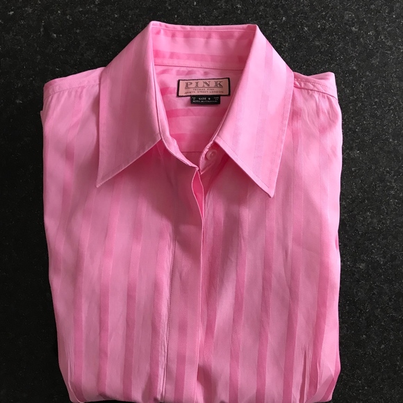 Thomas Pink Tops - Women's Pink Button Down Shirt French Cuffs